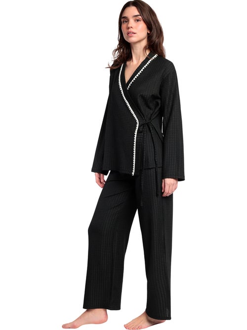 Pigiama a punto croce aperto a maniche lunghe da donna ADMAS LUXURY - Kiabi