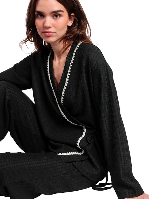 Pigiama a punto croce aperto a maniche lunghe da donna ADMAS LUXURY - Kiabi