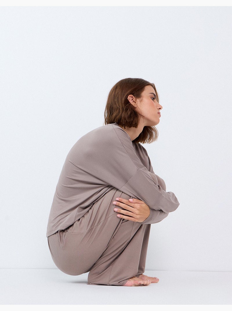Pigiama a righe a maglia, mo fashion Grigio - Kiabi