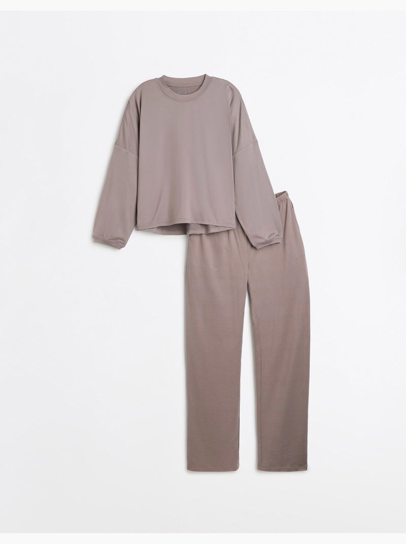 Pigiama a righe a maglia, mo fashion Grigio - Kiabi