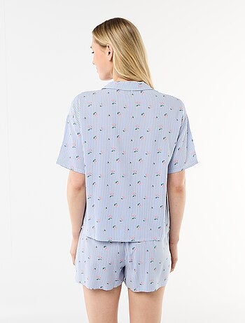 Completo pigiama a righe top + shorts