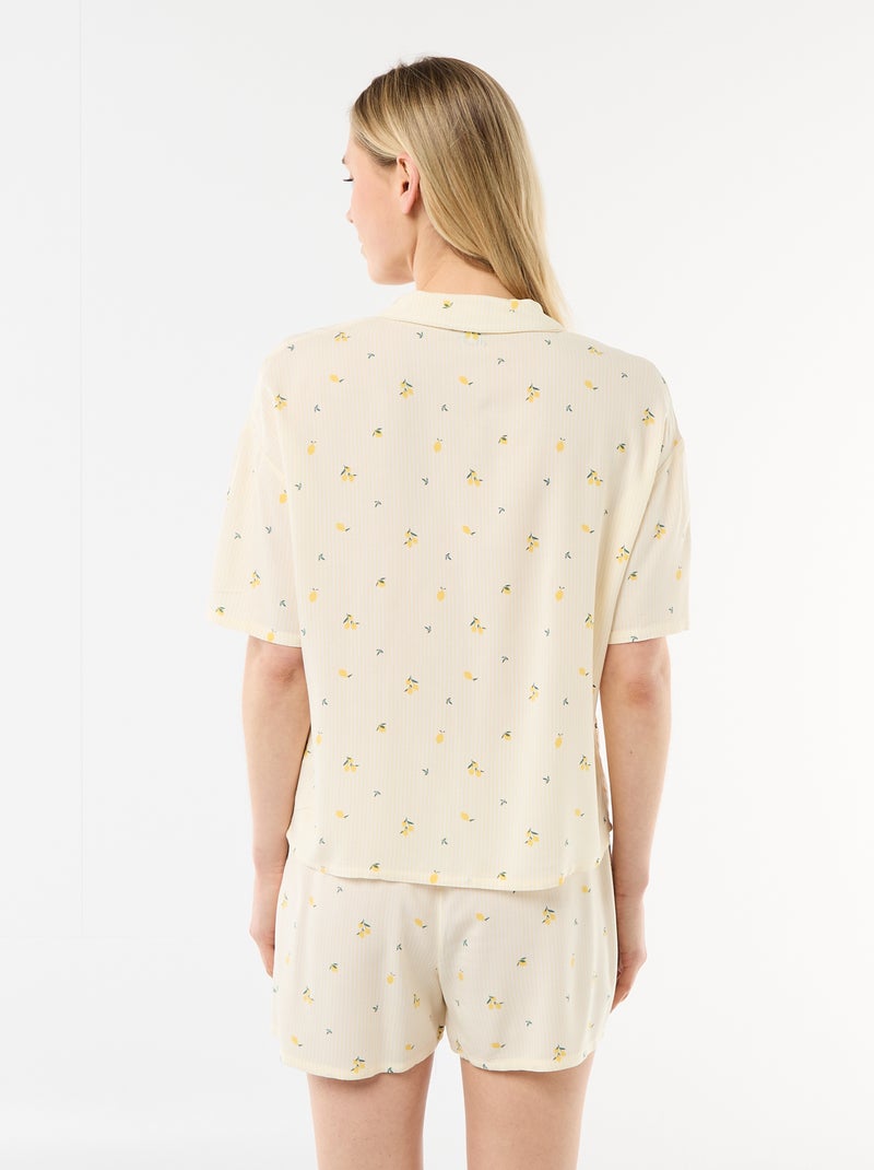 Pigiama a righe all-over top + shorts Giallo - Kiabi