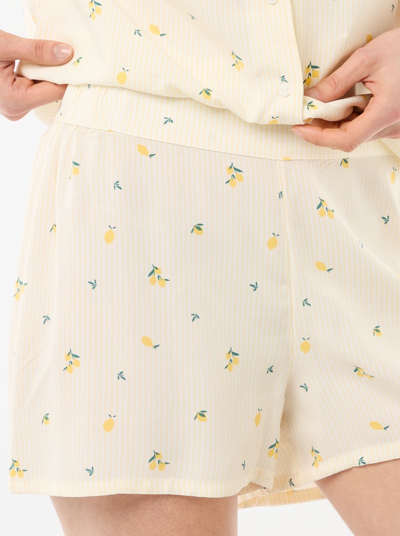 Pigiama a righe all-over top + shorts Giallo - Kiabi
