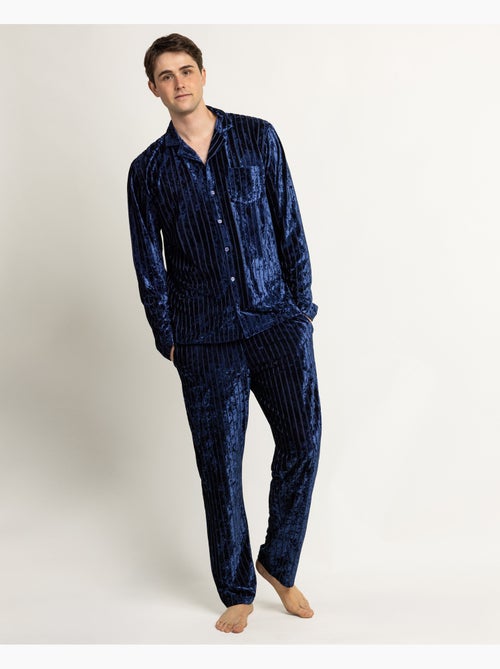 Pigiama a righe di lusso a maniche lunghe aperte da uomo ADMAS LUXURY - Kiabi Pigiama a righe di lusso a maniche lunghe aperte da uomo ADMAS LUXURY - Kiabi