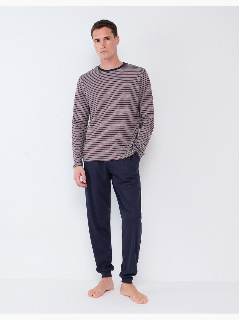 Pigiama a righe in maglia interlock, mo fashion Blu - Kiabi