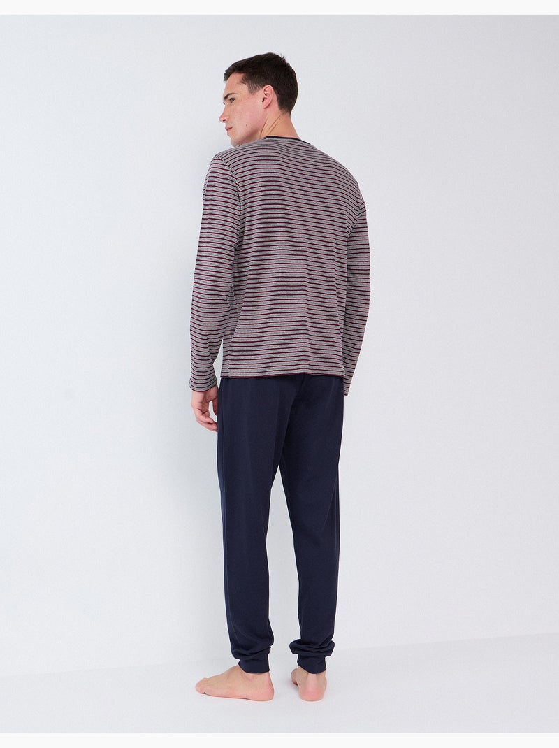 Pigiama a righe in maglia interlock, mo fashion Blu - Kiabi