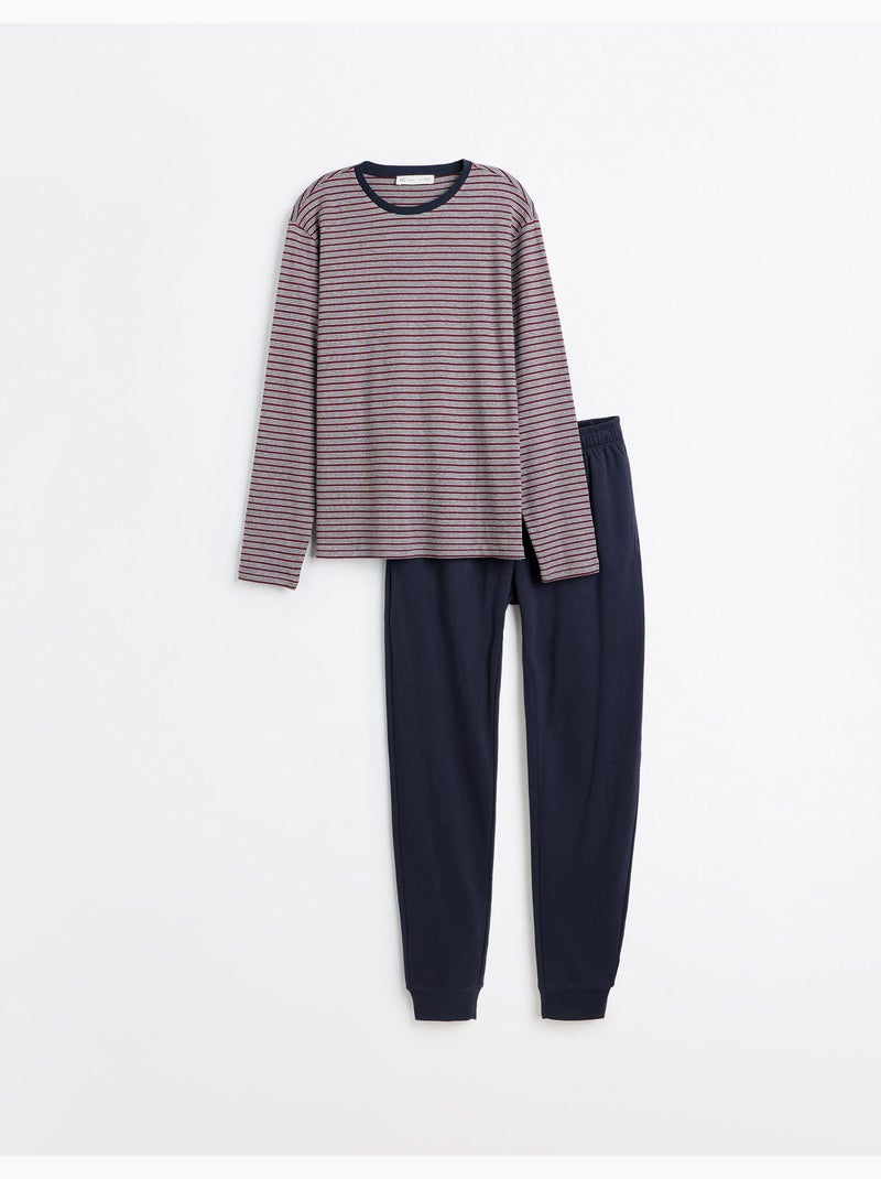 Pigiama a righe in maglia interlock, mo fashion Blu - Kiabi