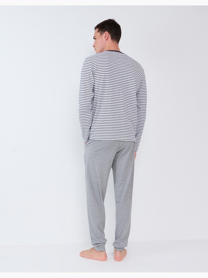 Pigiama a righe in maglia interlock, mo fashion Grigio - Kiabi