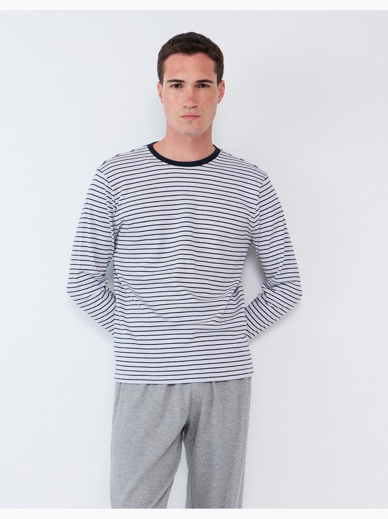 Pigiama a righe in maglia interlock, mo fashion Grigio - Kiabi
