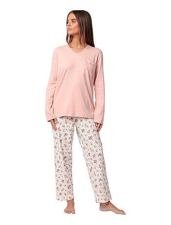Pigiama admas classic a maniche lunghe con pois e fiori per donna