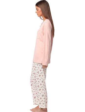 Pigiama admas classic a maniche lunghe con pois e fiori per donna