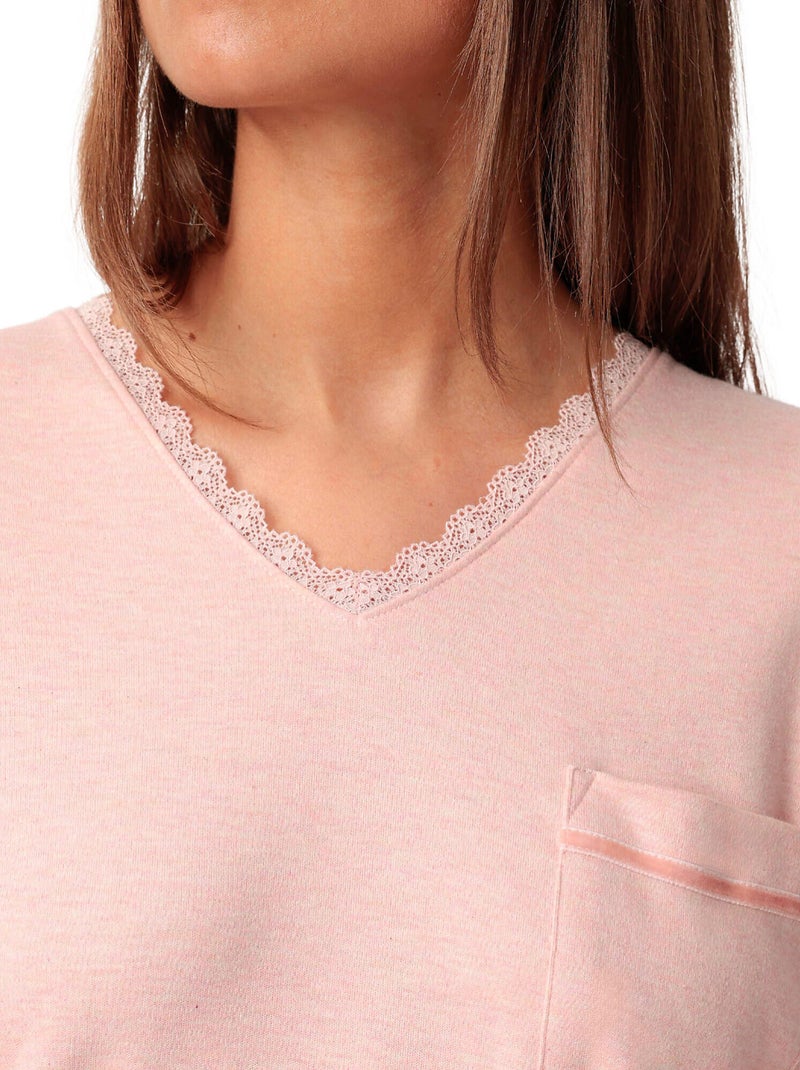 Pigiama admas classic a maniche lunghe con pois e fiori per donna Arancione corallo - Kiabi