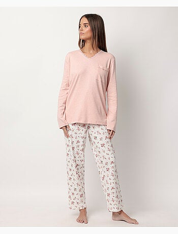 Pigiama ADMAS CLASSIC a maniche lunghe con pois e fiori per donna