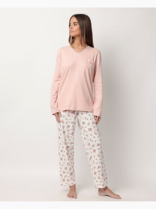 Pigiama ADMAS CLASSIC a maniche lunghe con pois e fiori per donna - Kiabi Pigiama ADMAS CLASSIC a maniche lunghe con pois e fiori per donna - Kiabi