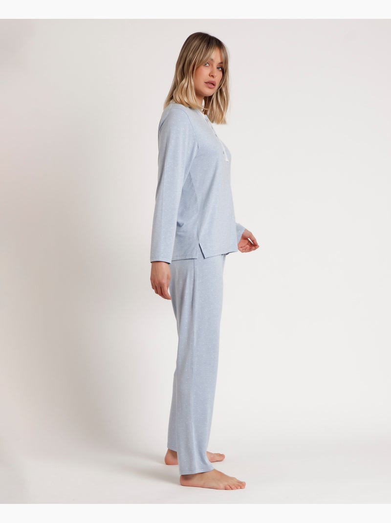 Pigiama ADMAS CLASSIC da donna a maniche lunghe con cuori morbidi e bottoni sul davanti Blu - Kiabi