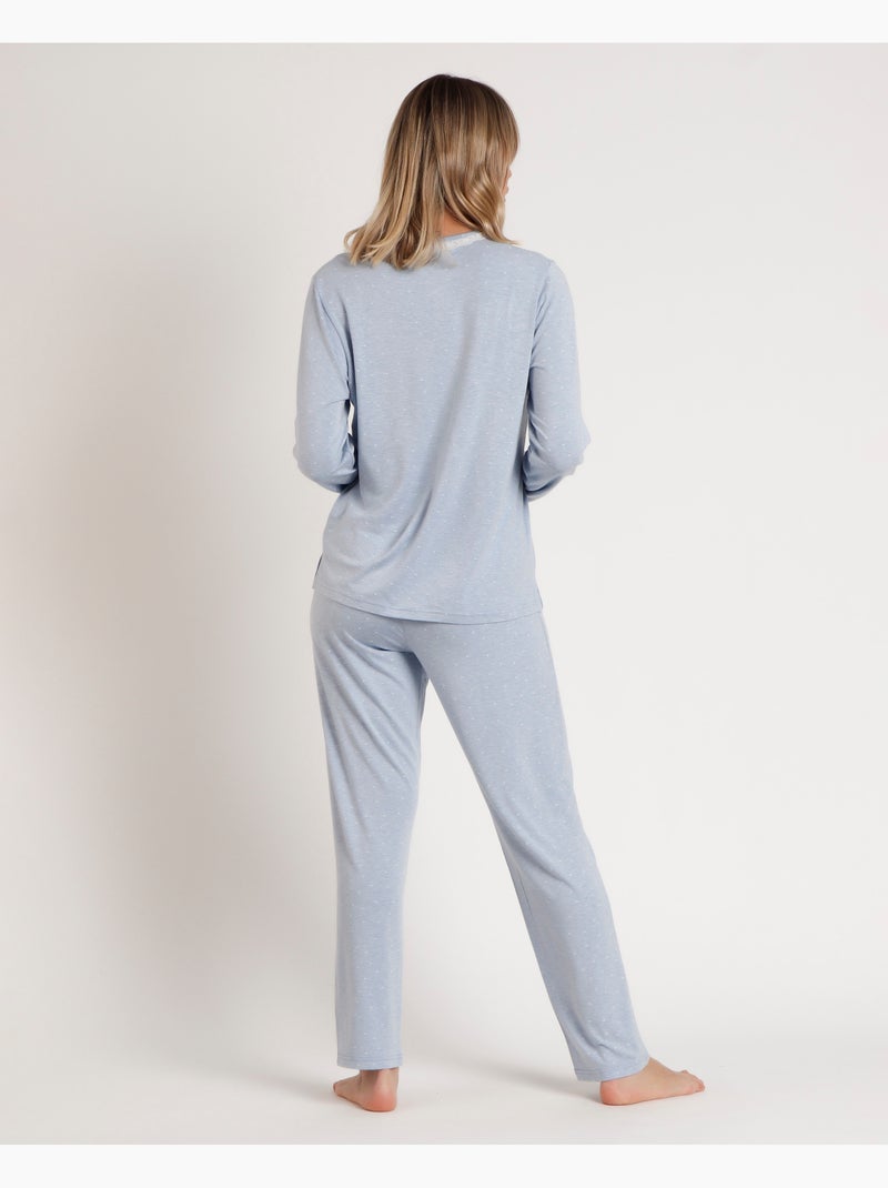 Pigiama ADMAS CLASSIC da donna a maniche lunghe con cuori morbidi e bottoni sul davanti Blu - Kiabi