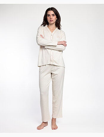 Pigiama ADMAS CLASSIC da donna a maniche lunghe con pois e fiori aperti
