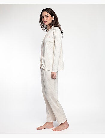 Pigiama ADMAS CLASSIC da donna a maniche lunghe con pois e fiori aperti