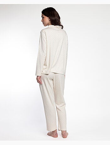Pigiama ADMAS CLASSIC da donna a maniche lunghe con pois e fiori aperti