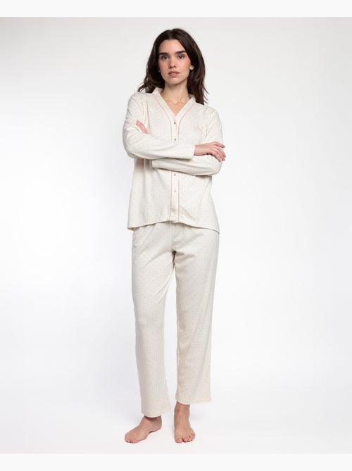 Pigiama ADMAS CLASSIC da donna a maniche lunghe con pois e fiori aperti - Kiabi Pigiama ADMAS CLASSIC da donna a maniche lunghe con pois e fiori aperti - Kiabi