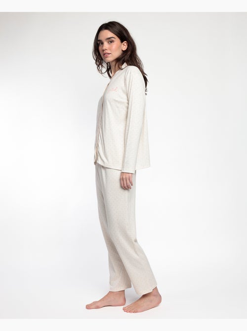 Pigiama ADMAS CLASSIC da donna a maniche lunghe con pois e fiori aperti - Kiabi Pigiama ADMAS CLASSIC da donna a maniche lunghe con pois e fiori aperti - Kiabi