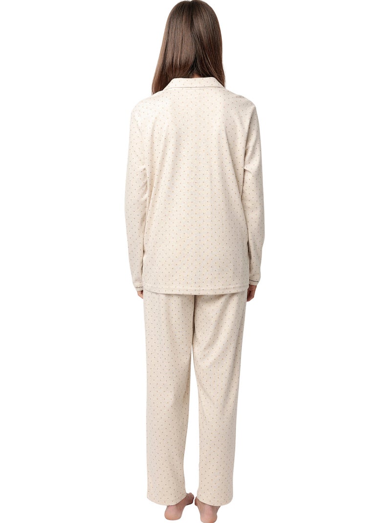 Pigiama ADMAS CLASSIC da donna a maniche lunghe con pois organici aperti Beige - Kiabi