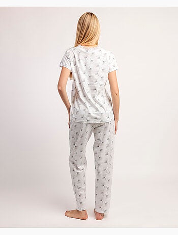 Pigiama ADMAS CLASSIC da donna bianco e grigio con maniche scese