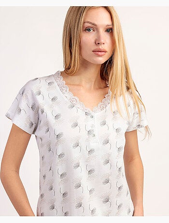 Pigiama ADMAS CLASSIC da donna bianco e grigio con maniche scese
