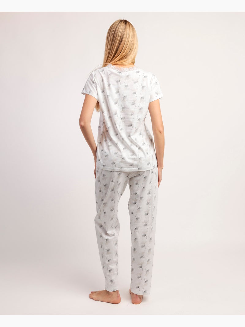 Pigiama ADMAS CLASSIC da donna bianco e grigio con maniche scese Bianco - Kiabi