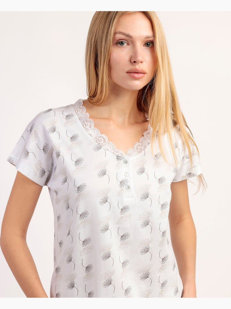 Pigiama ADMAS CLASSIC da donna bianco e grigio con maniche scese Bianco - Kiabi