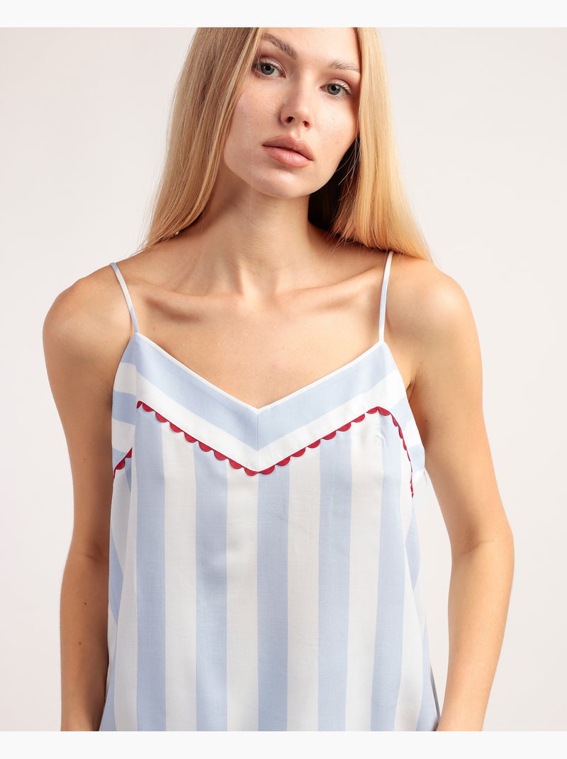 Pigiama ADMAS CLASSIC da donna con bretelle a righe leggere classiche Blu - Kiabi