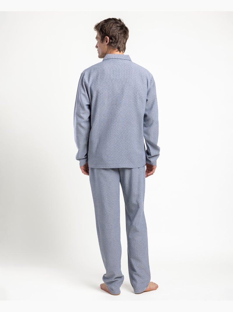 Pigiama ADMAS CLASSIC da uomo a maniche lunghe con apertura in pietra Blu - Kiabi