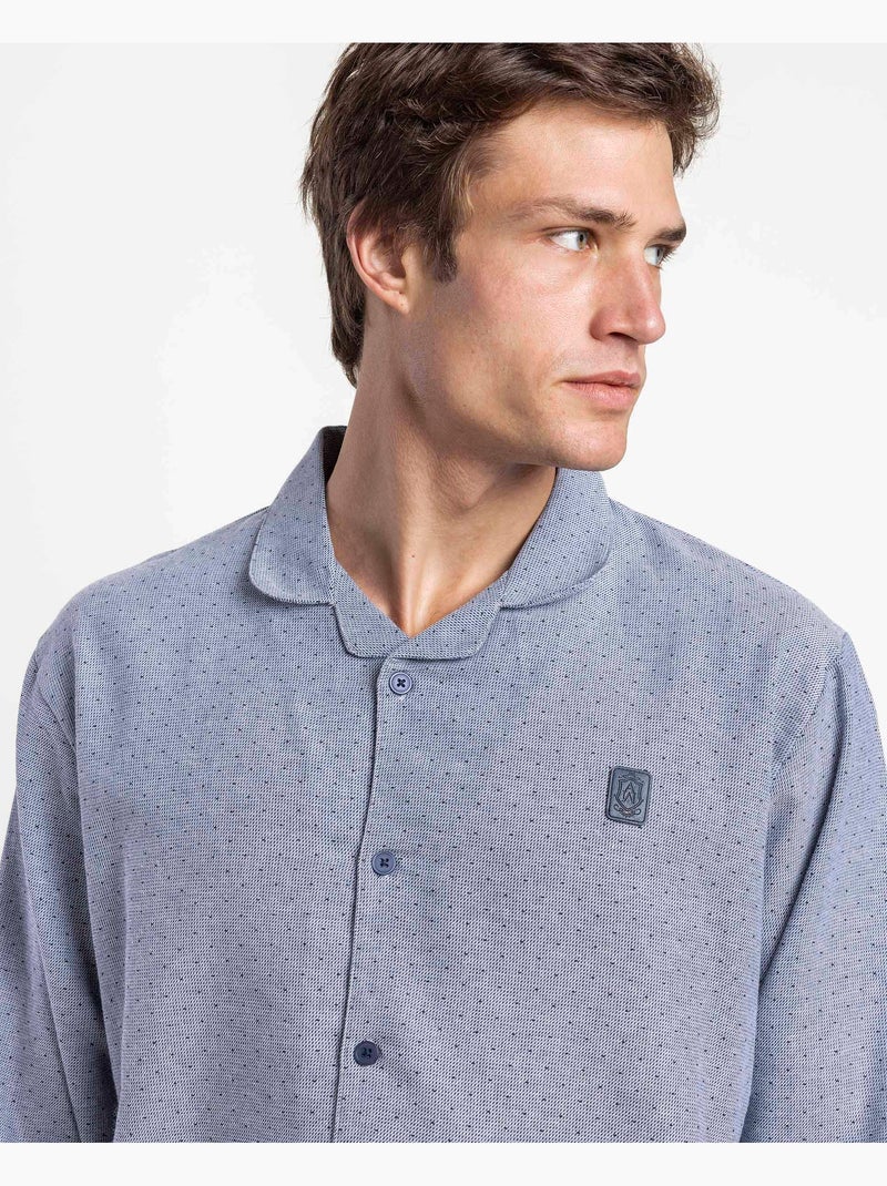 Pigiama ADMAS CLASSIC da uomo a maniche lunghe con apertura in pietra Blu - Kiabi
