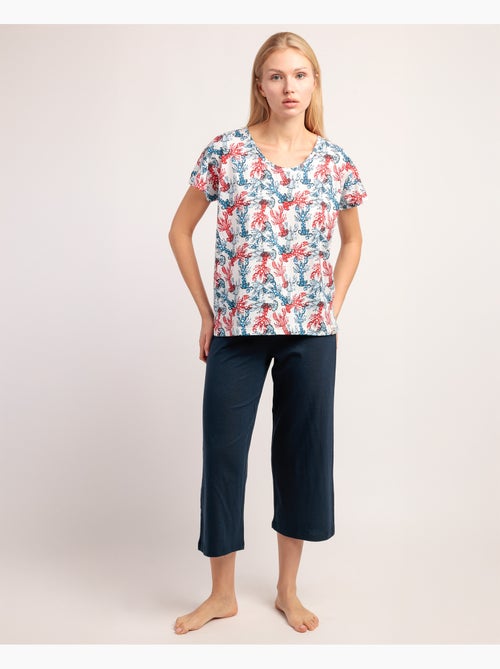 Pigiama ADMAS da donna con maniche a goccia e scritta Vitamin Sea - Kiabi Pigiama ADMAS da donna con maniche a goccia e scritta Vitamin Sea - Kiabi