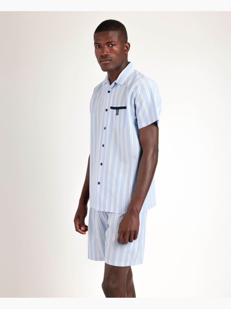 Pigiama aperto a maniche corte a righe da uomo ADMAS CLASSIC Blu marino - Kiabi