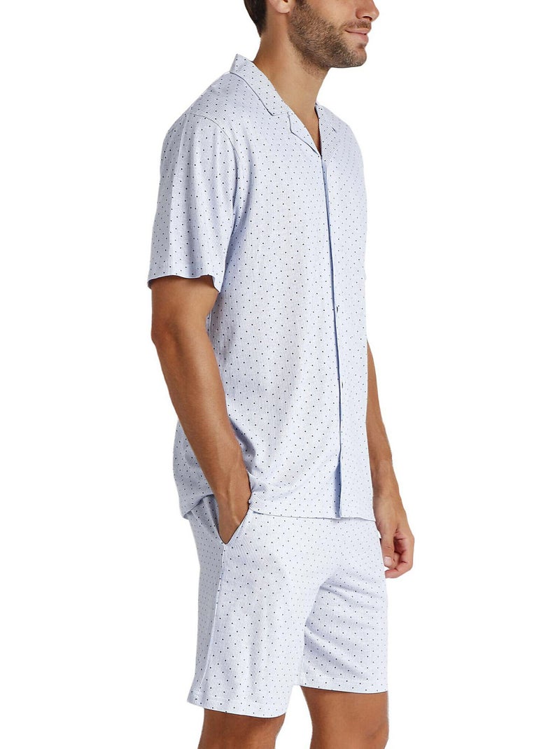Pigiama aperto a maniche corte da uomo ADMAS CLASSIC con righe e pois Blu - Kiabi