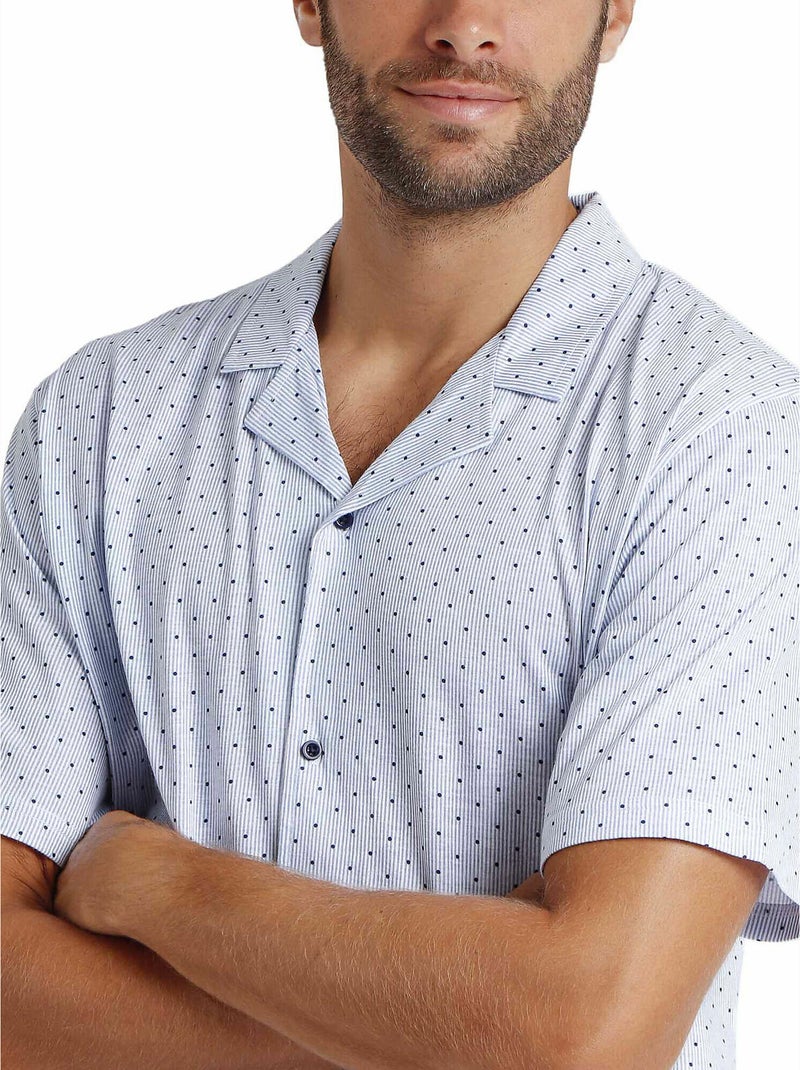 Pigiama aperto a maniche corte da uomo ADMAS CLASSIC con righe e pois Blu - Kiabi