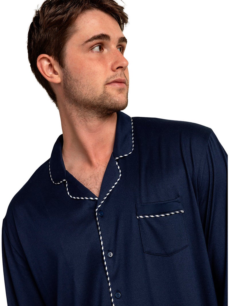 Pigiama aperto a maniche lunghe con perle di lusso da uomo ADMAS LUXURY Blu marino - Kiabi