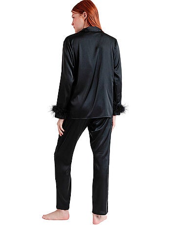 Pigiama aperto a maniche lunghe da donna ADMAS CLASSIC con piume natalizie Marabu Luxe