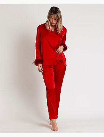 Pigiama aperto a maniche lunghe da donna ADMAS CLASSIC con piume natalizie Marabu Luxe