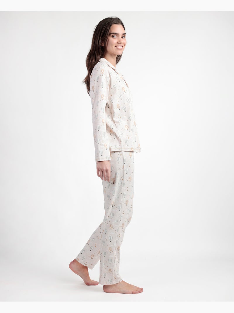 Pigiama aperto a maniche lunghe da donna ADMAS Goditi ogni momento Beige - Kiabi