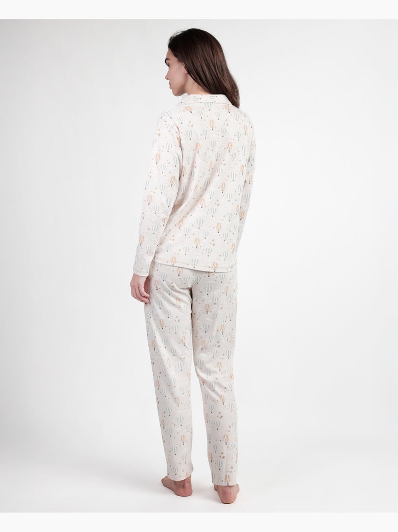 Pigiama aperto a maniche lunghe da donna ADMAS Goditi ogni momento Beige - Kiabi