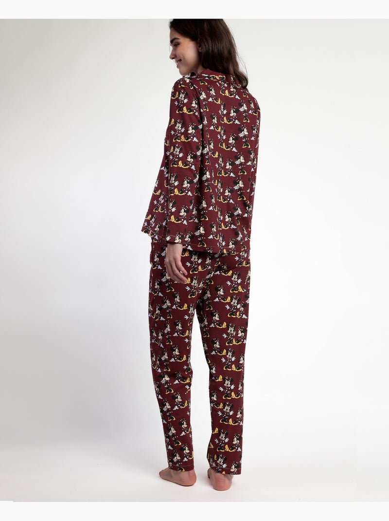 Pigiama aperto a maniche lunghe da donna DISNEY Minnie Mouse Bordeaux - Kiabi