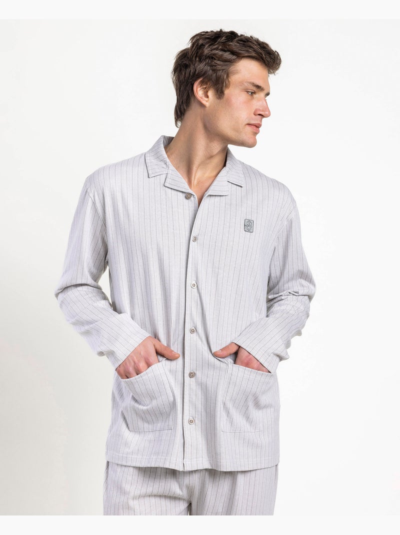 Pigiama aperto a maniche lunghe da uomo ADMAS CLASSIC Heritage Grigio - Kiabi