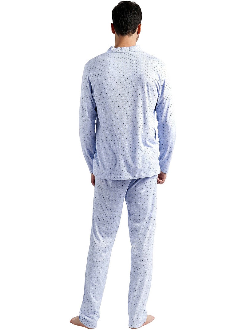 Pigiama aperto a righe e pois a maniche lunghe da uomo ADMAS CLASSIC Blu - Kiabi