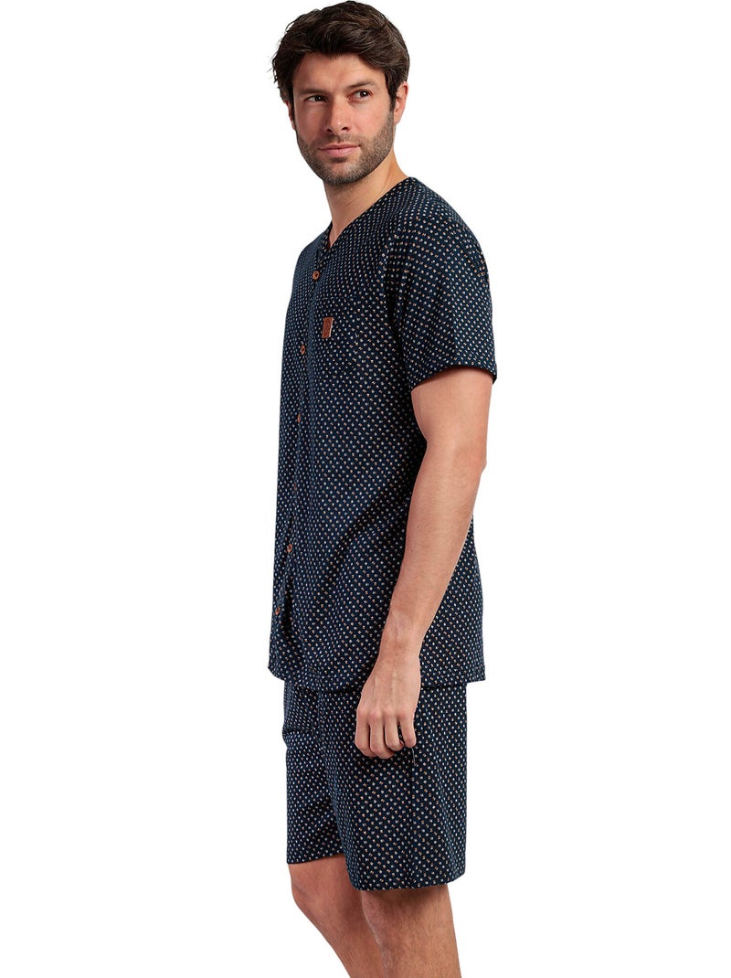 Pigiama aperto in pelle a maniche corte da uomo ADMAS CLASSIC Blu marino - Kiabi