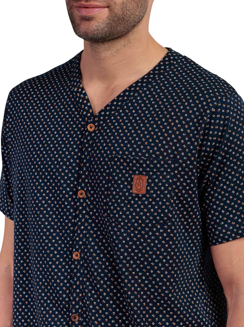 Pigiama aperto in pelle a maniche corte da uomo ADMAS CLASSIC Blu marino - Kiabi