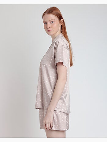 Pigiama aperto in pizzo a pois a maniche corte da donna ADMAS CLASSIC