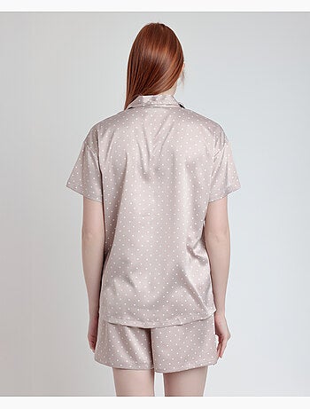 Pigiama aperto in pizzo a pois a maniche corte da donna ADMAS CLASSIC