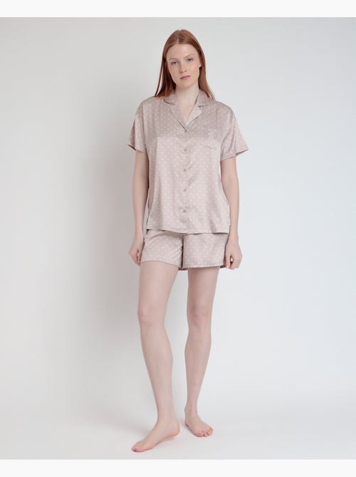 Pigiama aperto in pizzo a pois a maniche corte da donna ADMAS CLASSIC - Kiabi Pigiama aperto in pizzo a pois a maniche corte da donna ADMAS CLASSIC - Kiabi